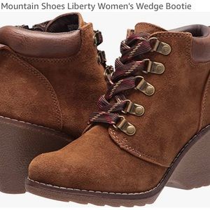 Brown wedge booties